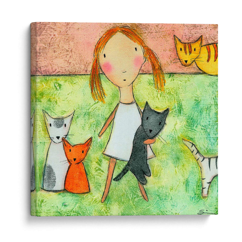 Chica Con Gatos - Carla Sonheim | Cuadro decorativo de Canvas Lab