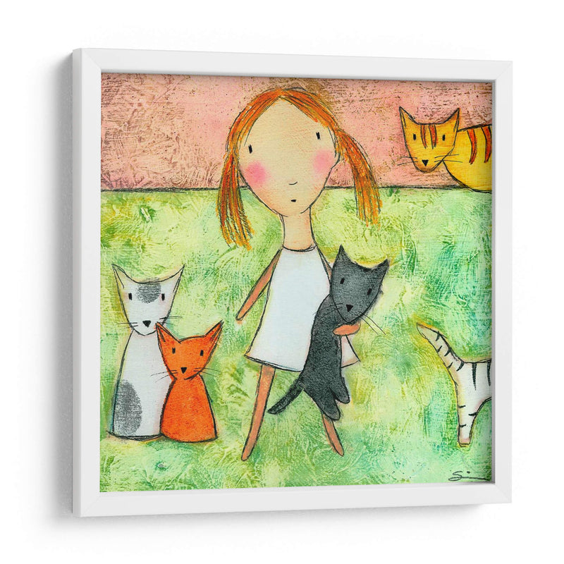 Chica Con Gatos - Carla Sonheim | Cuadro decorativo de Canvas Lab