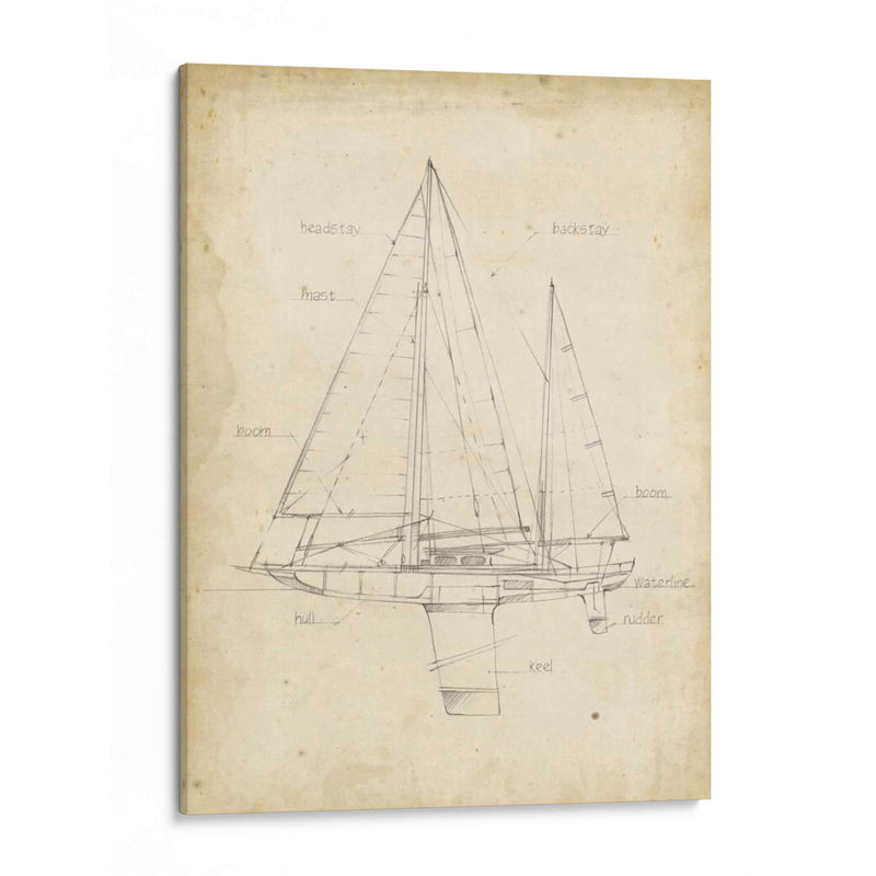 Sailboat Blueprint Iv - Ethan Harper | Cuadro decorativo de Canvas Lab