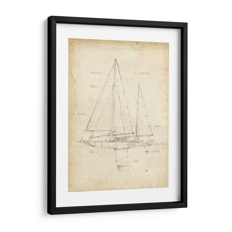 Sailboat Blueprint Iv - Ethan Harper | Cuadro decorativo de Canvas Lab