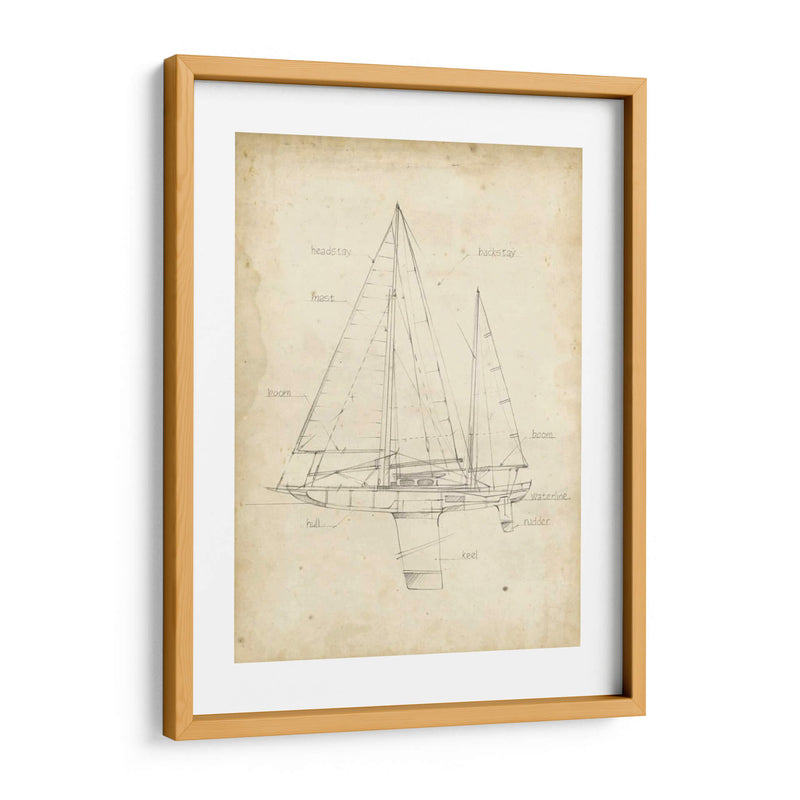 Sailboat Blueprint Iv - Ethan Harper | Cuadro decorativo de Canvas Lab