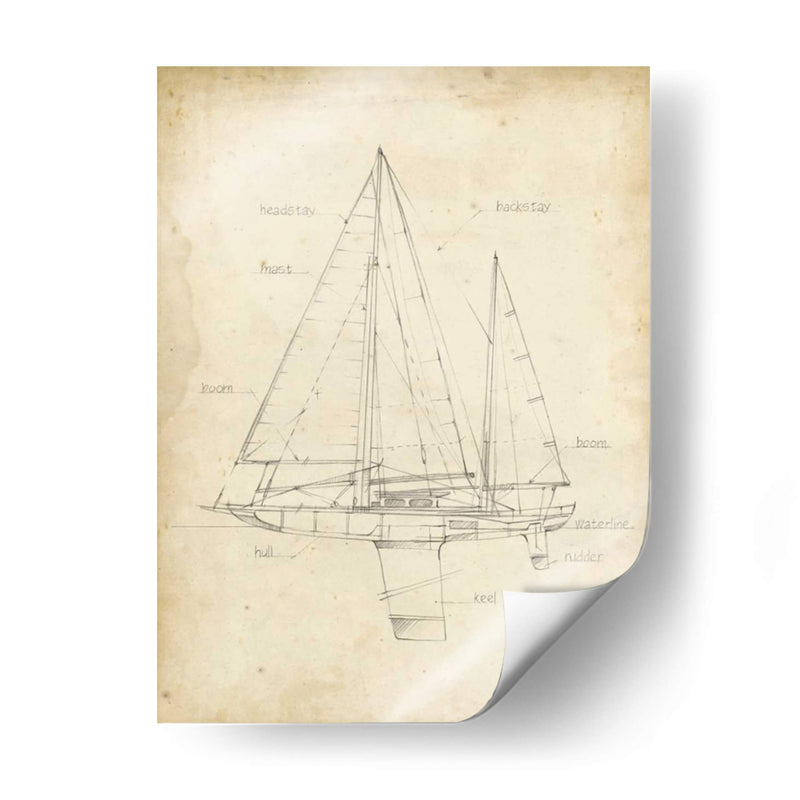 Sailboat Blueprint Iv - Ethan Harper | Cuadro decorativo de Canvas Lab