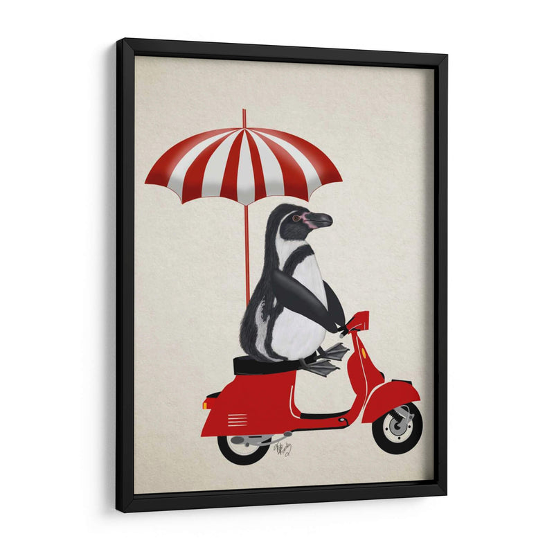 Pingüino En Rojo Ciclomotor - Fab Funky | Cuadro decorativo de Canvas Lab
