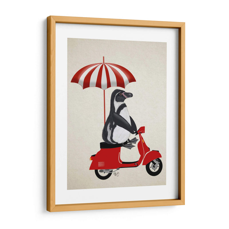 Pingüino En Rojo Ciclomotor - Fab Funky | Cuadro decorativo de Canvas Lab