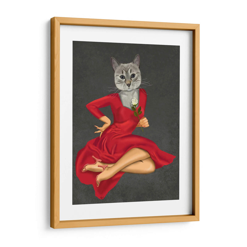 Gato Gris Con Rosa Blanca - Fab Funky | Cuadro decorativo de Canvas Lab