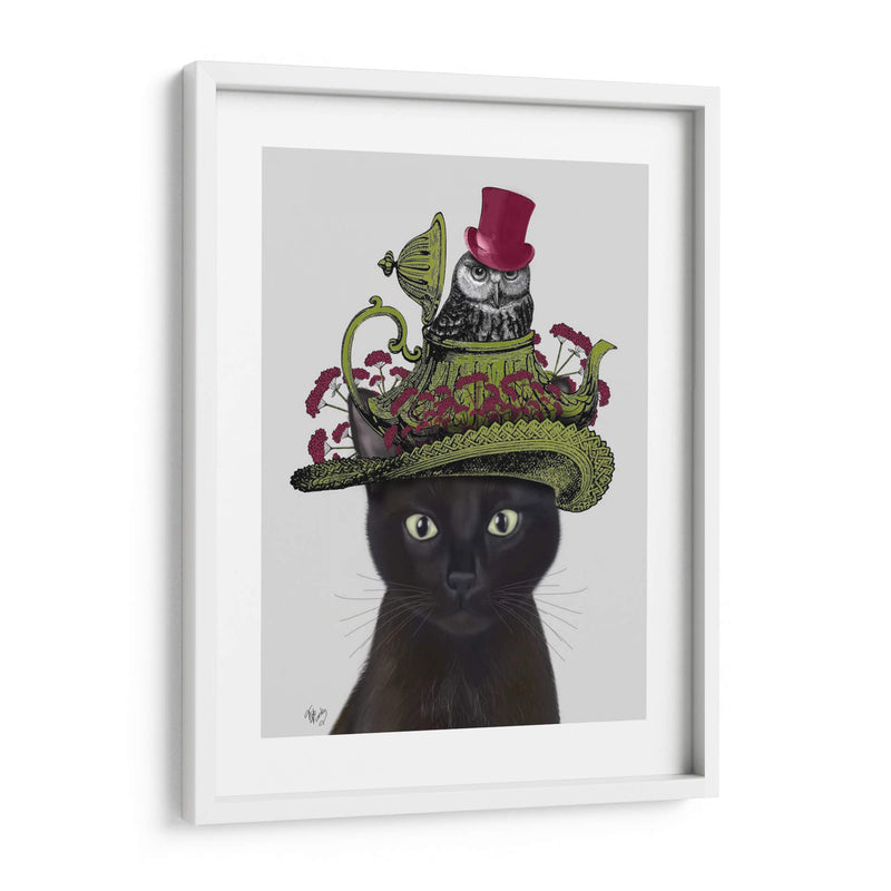 Gato Negro Con Tetera Y Búho. - Fab Funky | Cuadro decorativo de Canvas Lab