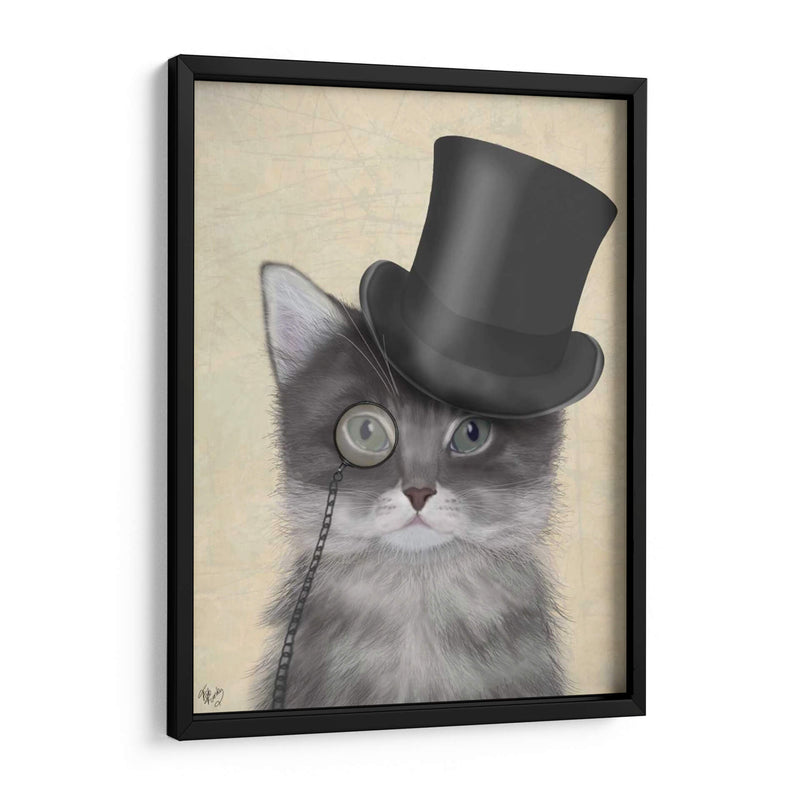 Gato, Gris Con Sombrero De Copa - Fab Funky | Cuadro decorativo de Canvas Lab