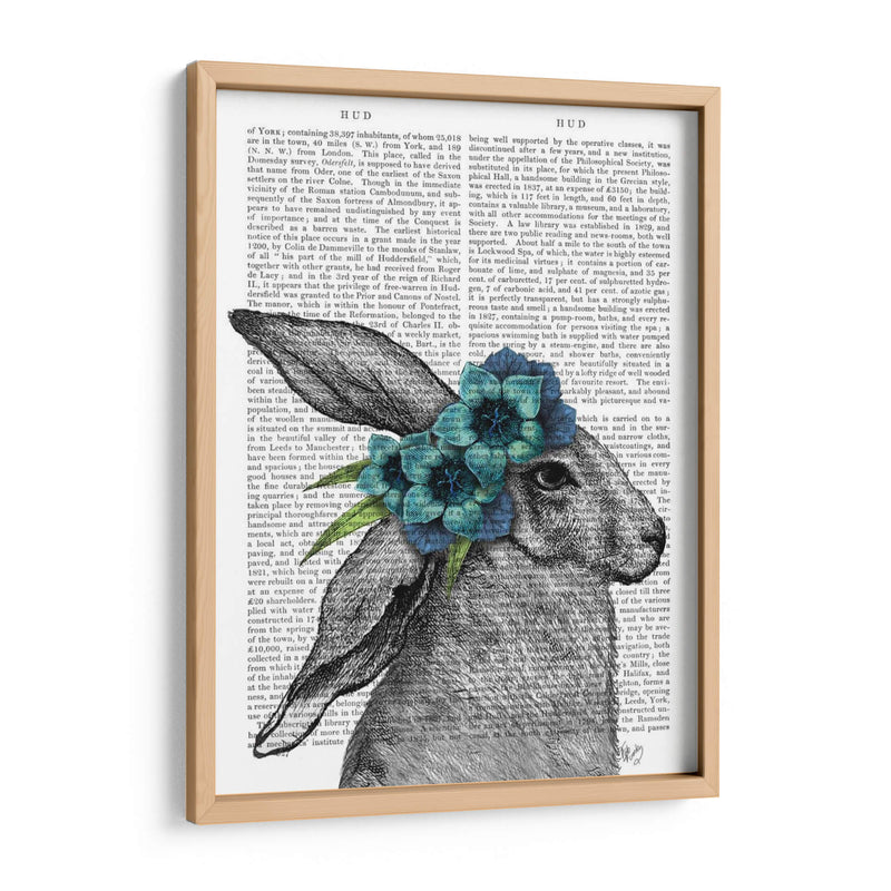 Conejo, Tocado De Flor Azul. - Fab Funky | Cuadro decorativo de Canvas Lab