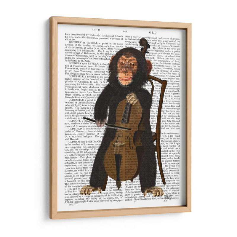 Chimpancé Jugando Cello - Fab Funky | Cuadro decorativo de Canvas Lab