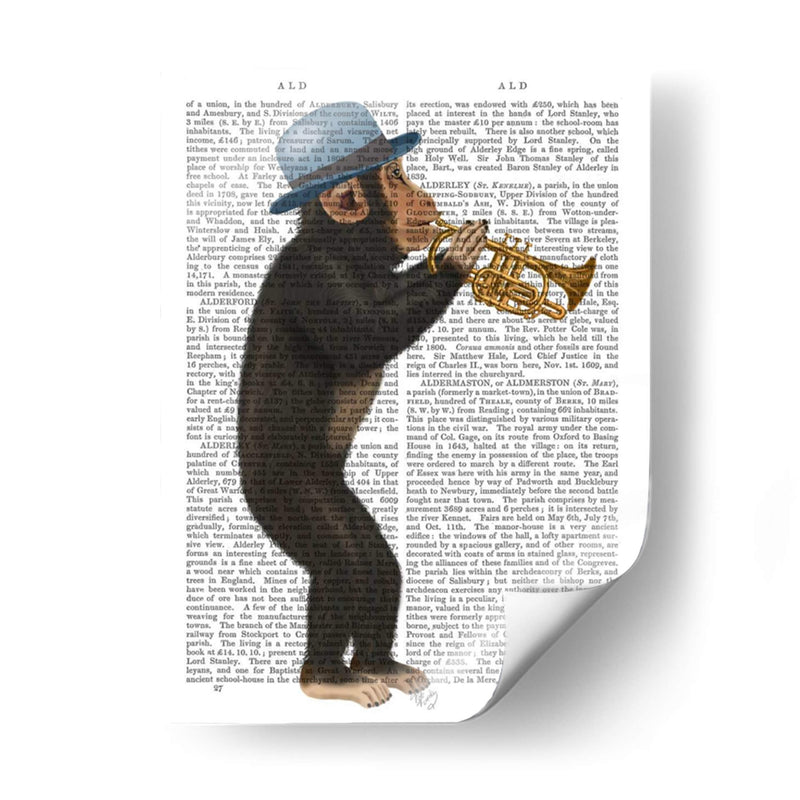 Mono Jugando Trompeta Con Sombrero Azul - Fab Funky | Cuadro decorativo de Canvas Lab