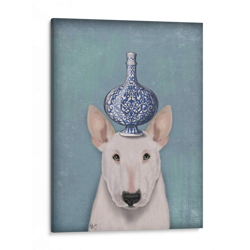 Bull Terrier Inglés Con Jarrón Azul - Fab Funky | Cuadro decorativo de Canvas Lab