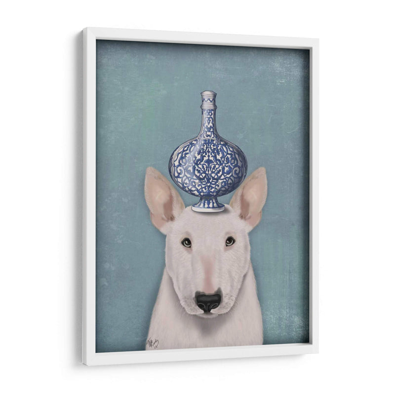 Bull Terrier Inglés Con Jarrón Azul - Fab Funky | Cuadro decorativo de Canvas Lab