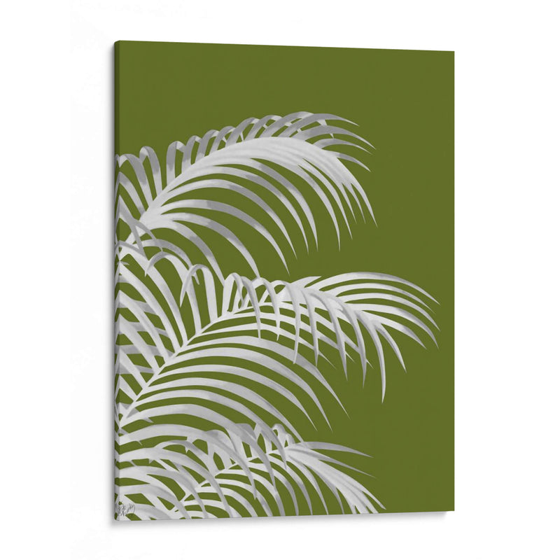 Hoja De Palma 1, Blanco En Verde - Fab Funky | Cuadro decorativo de Canvas Lab