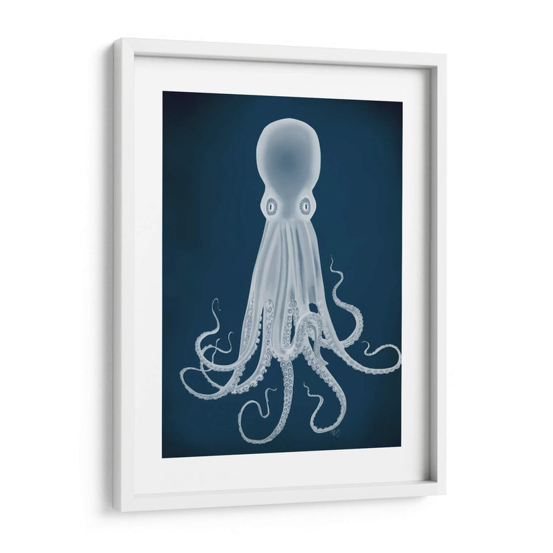 Octopus 8, Blanco En Azul - Fab Funky | Cuadro decorativo de Canvas Lab