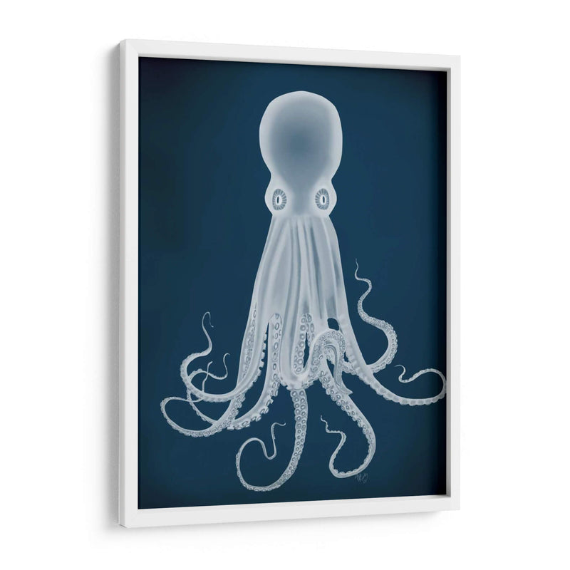 Octopus 8, Blanco En Azul - Fab Funky | Cuadro decorativo de Canvas Lab