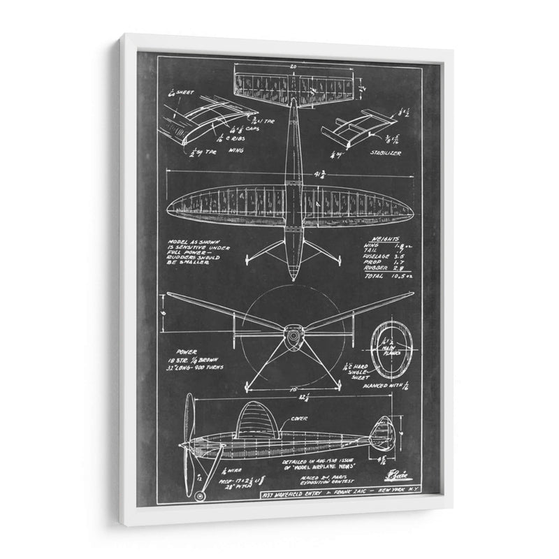 Blueprint Aeronáutico Iii - Vision Studio | Cuadro decorativo de Canvas Lab