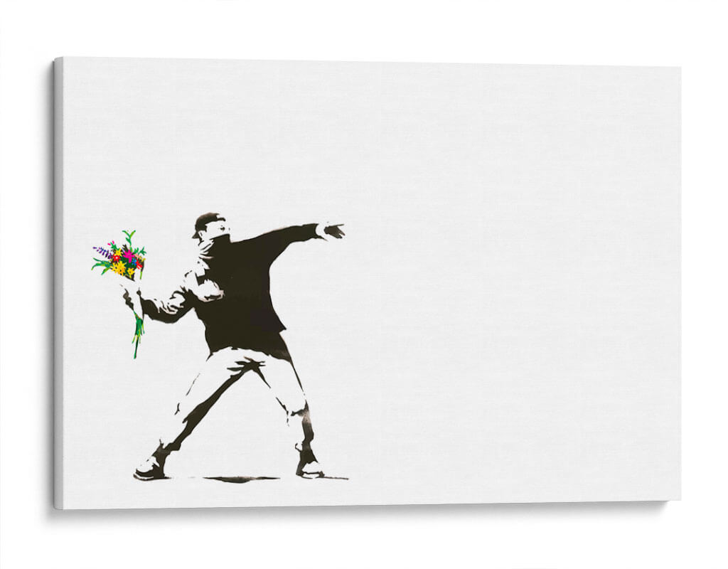 Quadro su tela, Banksy Flower Thrower - 30x30