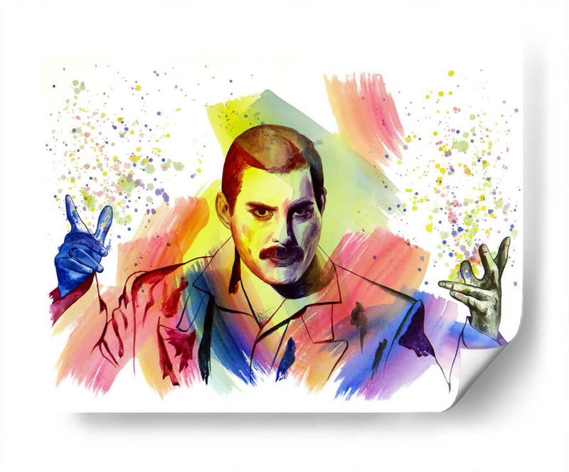 Freddie Mercury en acuarela | Cuadro decorativo de Canvas Lab