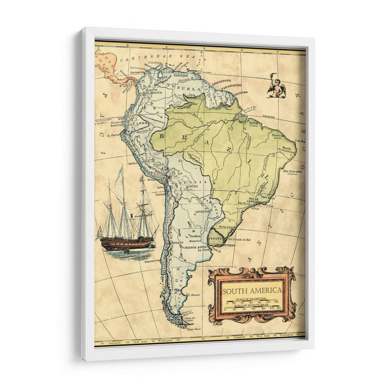 Mapa De América Del Sur - Vision Studio | Cuadro decorativo de Canvas Lab