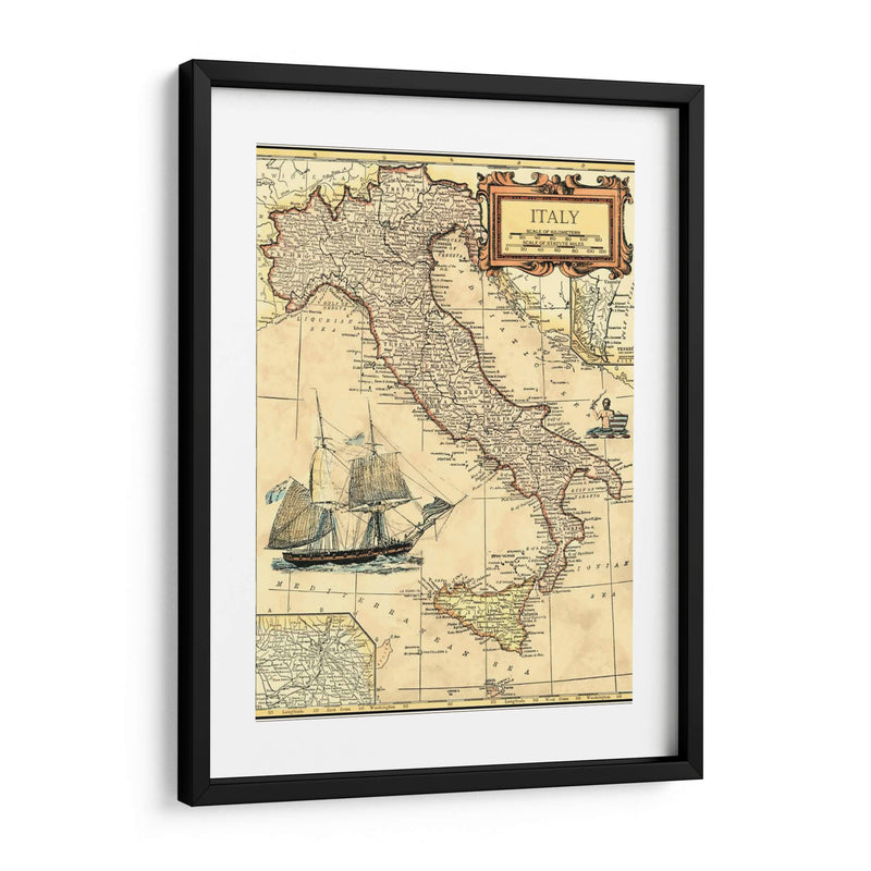 Mapa De Italia - Vision Studio | Cuadro decorativo de Canvas Lab