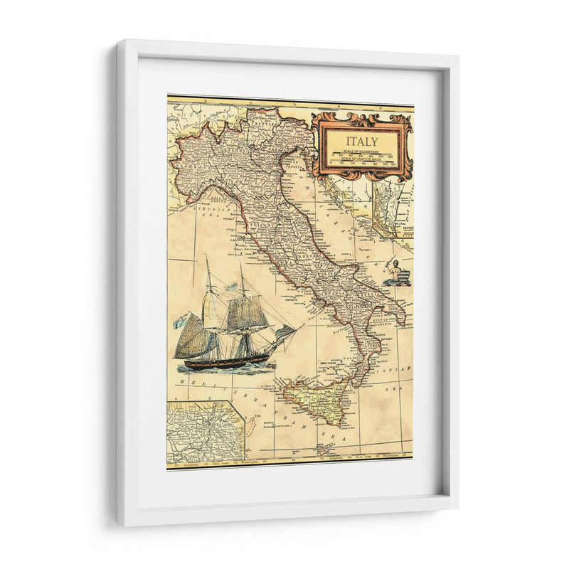 Mapa De Italia - Vision Studio | Cuadro decorativo de Canvas Lab