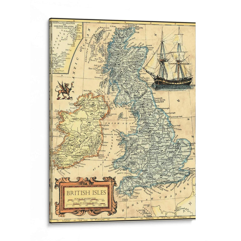 Mapa De Islas Británicas - Vision Studio | Cuadro decorativo de Canvas Lab