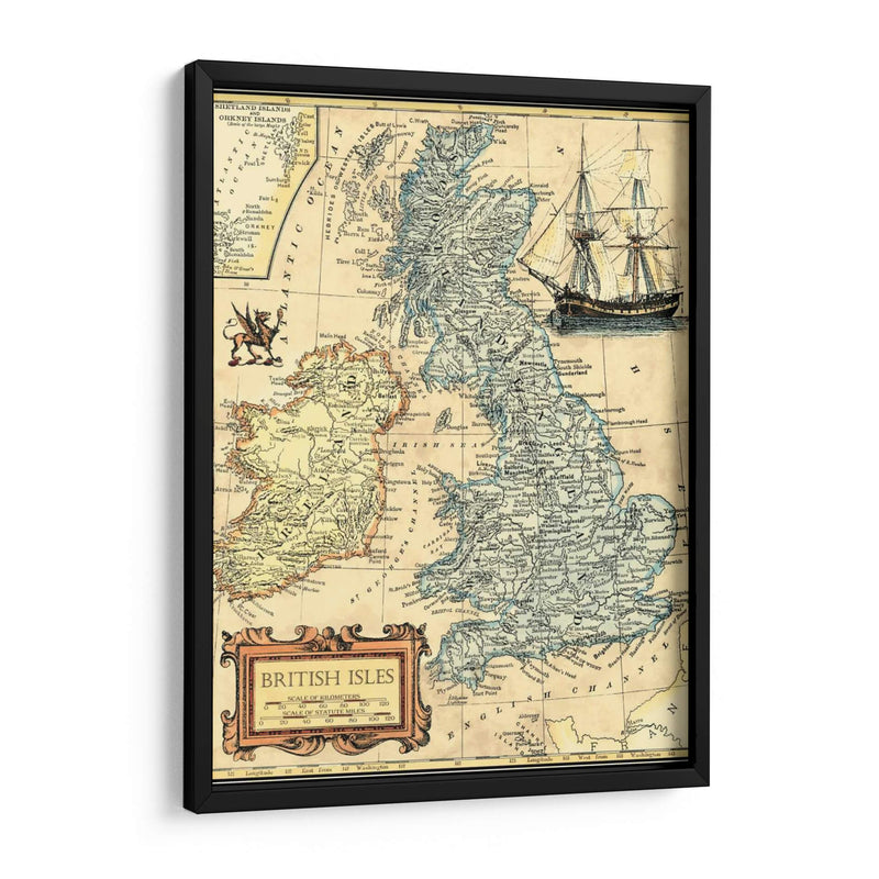 Mapa De Islas Británicas - Vision Studio | Cuadro decorativo de Canvas Lab