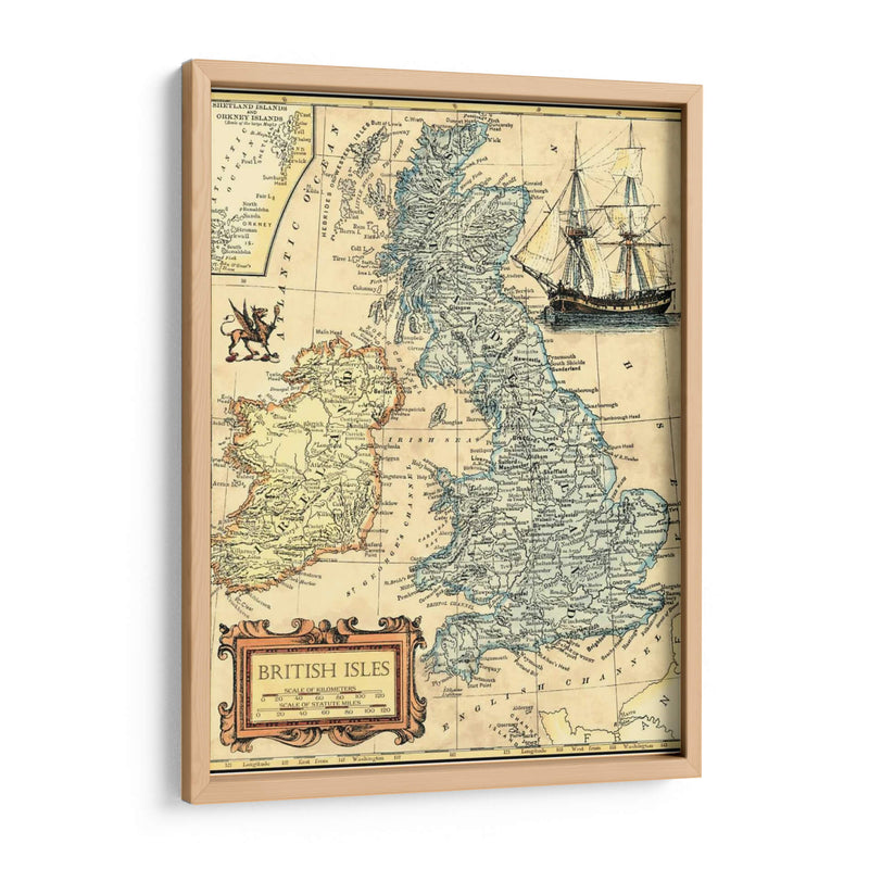 Mapa De Islas Británicas - Vision Studio | Cuadro decorativo de Canvas Lab