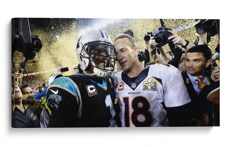Cam Newton y Peyton Manning | Cuadro decorativo de Canvas Lab