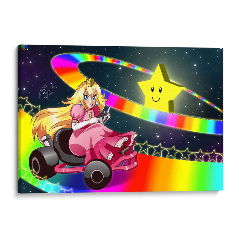 Mario Kart 64 Princess Peach Rainbow Road | Cuadro decorativo de Canvas Lab