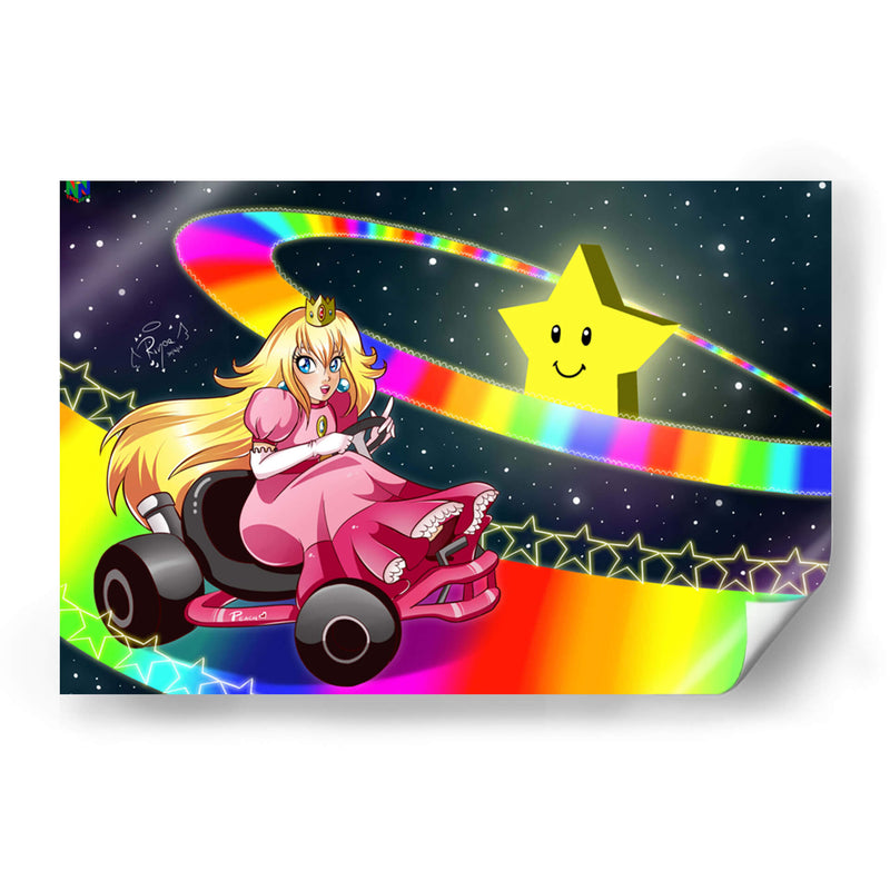 Mario Kart 64 Princess Peach Rainbow Road | Cuadro decorativo de Canvas Lab