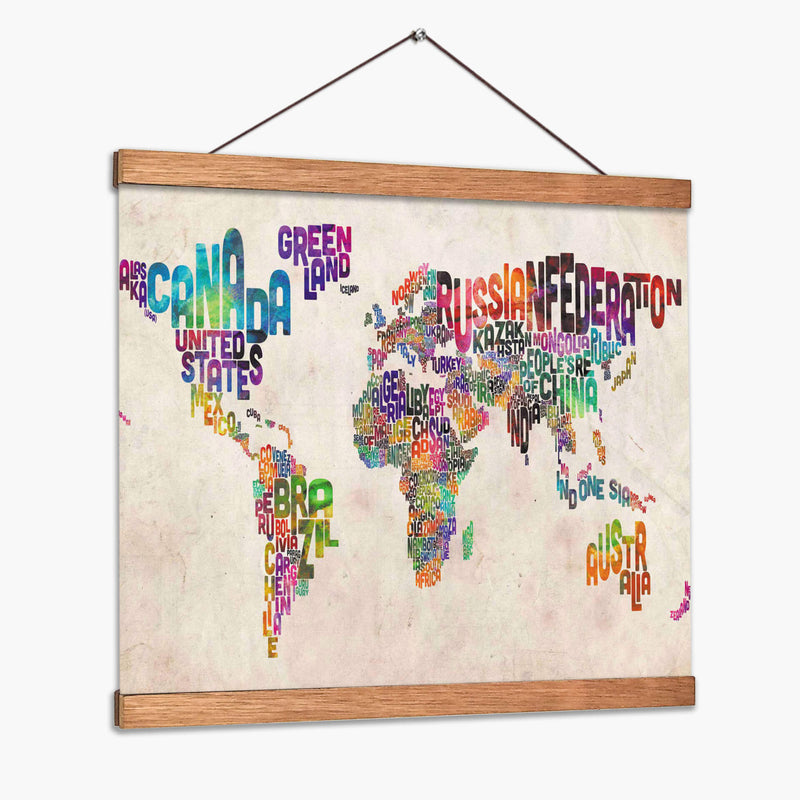 Mapa textual del mundo | Cuadro decorativo de Canvas Lab