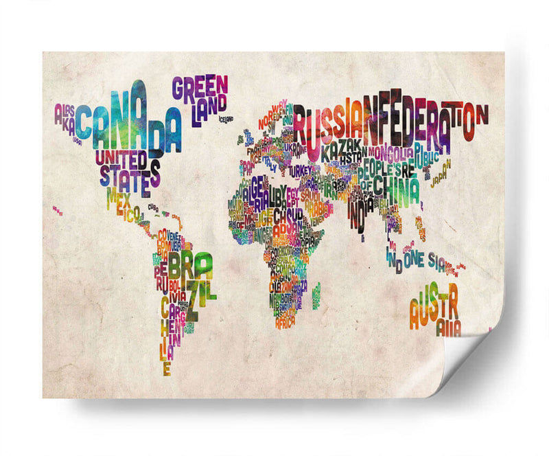 Mapa textual del mundo | Cuadro decorativo de Canvas Lab