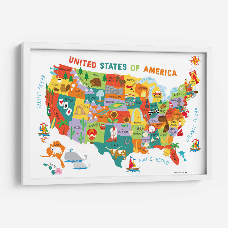Mapa de Estados Unidos | Cuadro decorativo de Canvas Lab