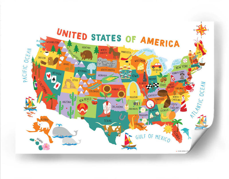 Mapa de Estados Unidos | Cuadro decorativo de Canvas Lab