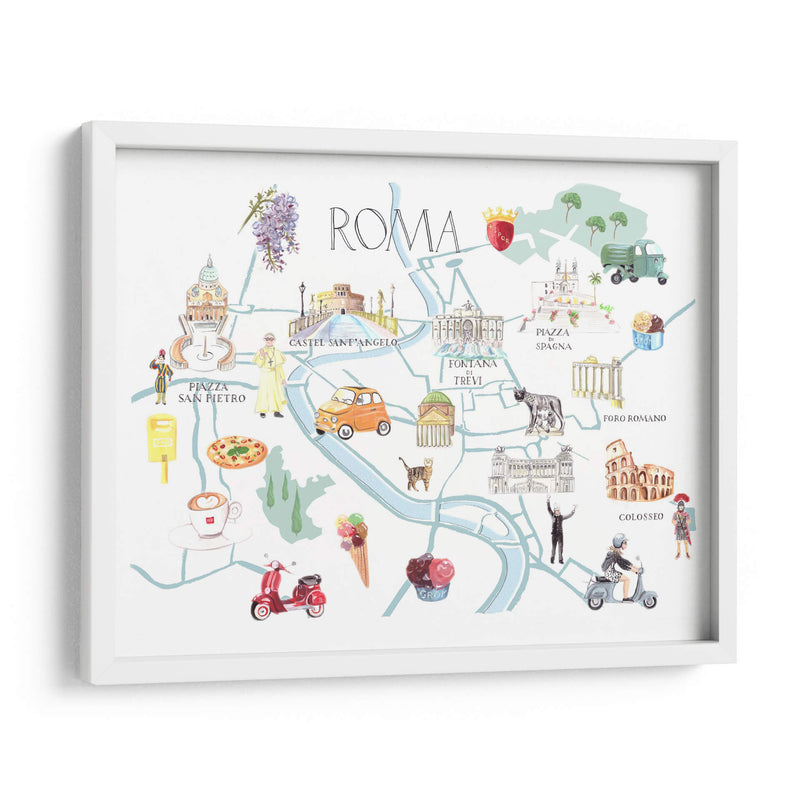 Mapa ilustrado de Roma | Cuadro decorativo de Canvas Lab