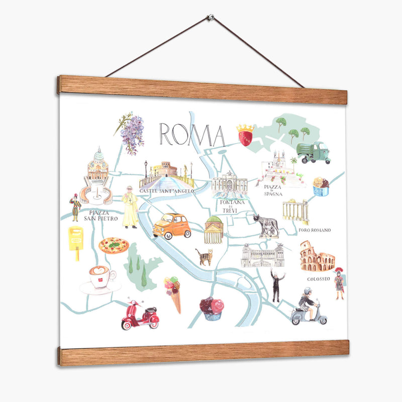 Mapa ilustrado de Roma | Cuadro decorativo de Canvas Lab