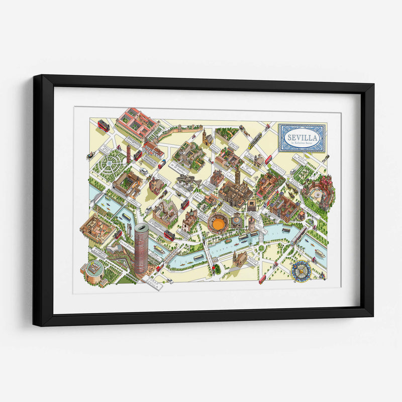 Mapa ilustrado de Sevilla | Cuadro decorativo de Canvas Lab
