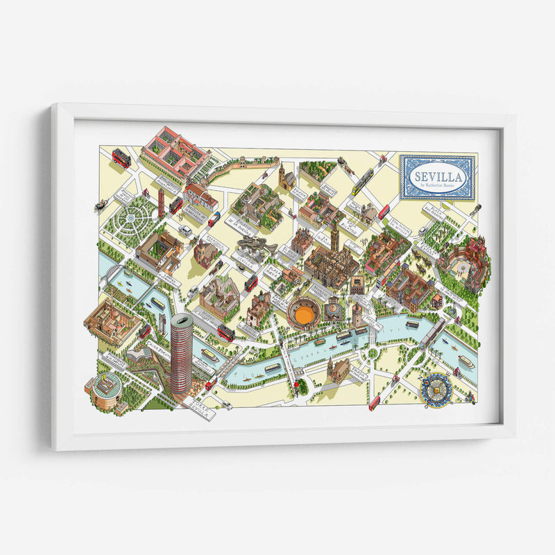 Mapa ilustrado de Sevilla | Cuadro decorativo de Canvas Lab