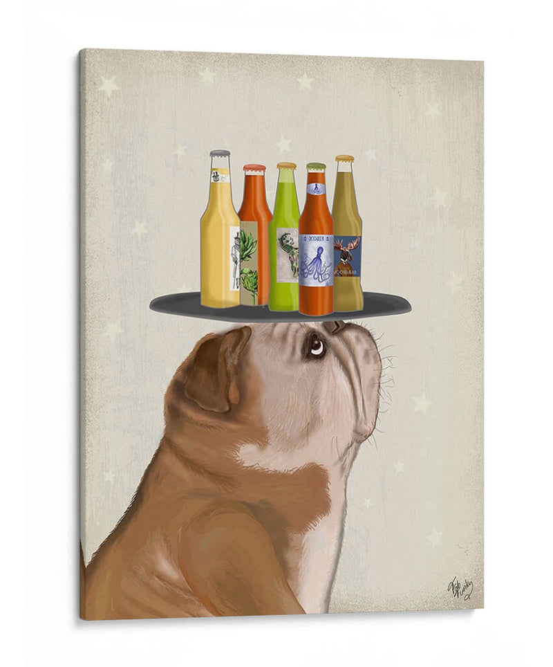 Inglés Bulldog Beer Lover - Fab Funky | Cuadro decorativo de Canvas Lab