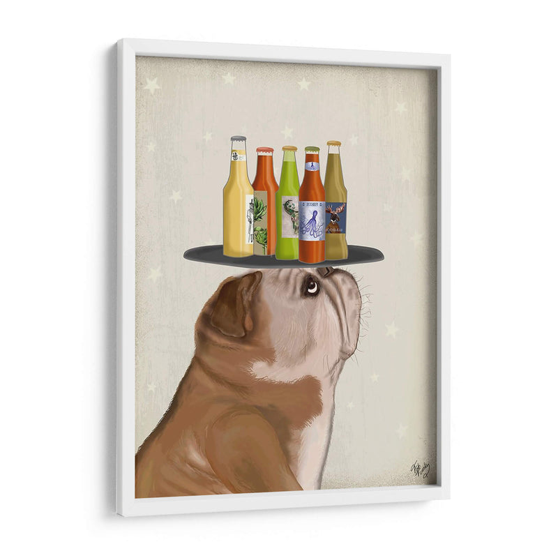 Inglés Bulldog Beer Lover - Fab Funky | Cuadro decorativo de Canvas Lab