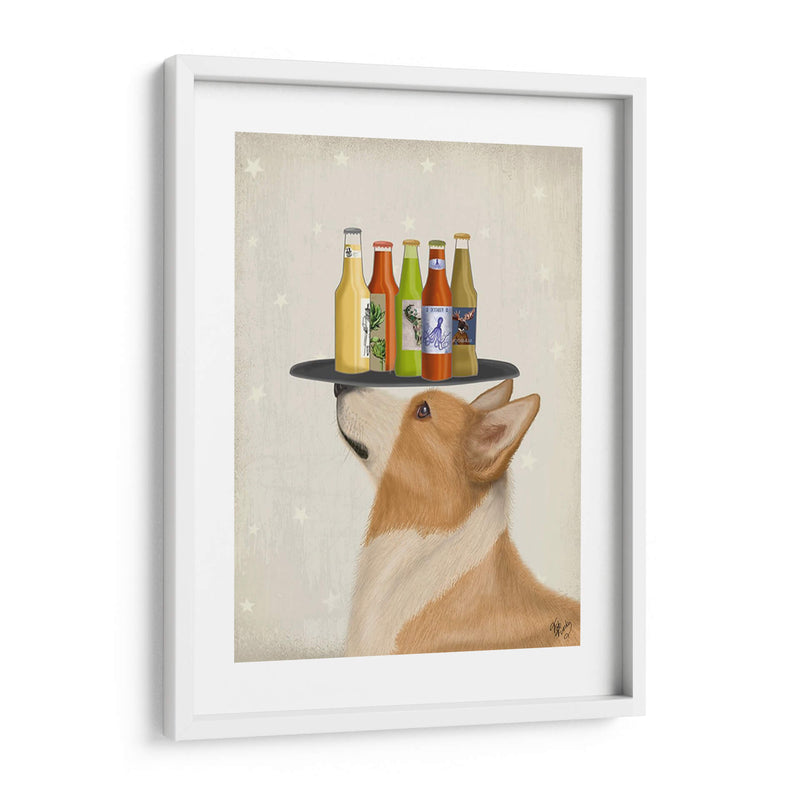 Corgi Tan White Beer Lover - Fab Funky | Cuadro decorativo de Canvas Lab