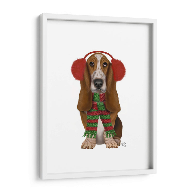 Navidad Des - Basset Hound And Ear Muffs - Fab Funky | Cuadro decorativo de Canvas Lab