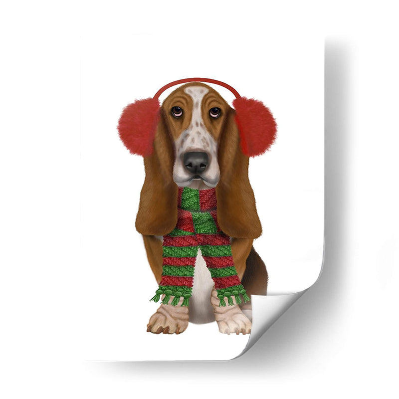 Navidad Des - Basset Hound And Ear Muffs - Fab Funky | Cuadro decorativo de Canvas Lab