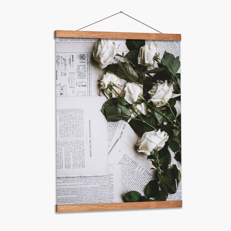 Letras y rosas blancas | Cuadro decorativo de Canvas Lab