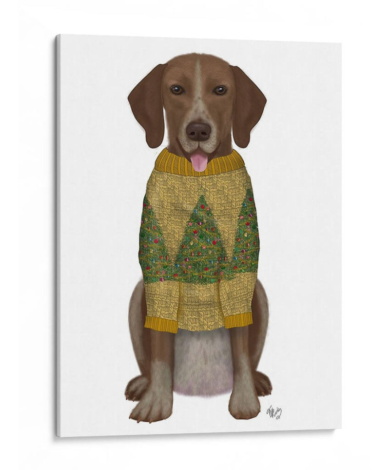 Navidad Des - Mutt En Suéter De Navidad Amarillo - Fab Funky | Cuadro decorativo de Canvas Lab