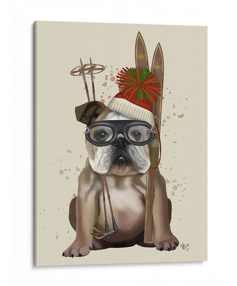 Bulldog Inglés, Esquí - Fab Funky | Cuadro decorativo de Canvas Lab