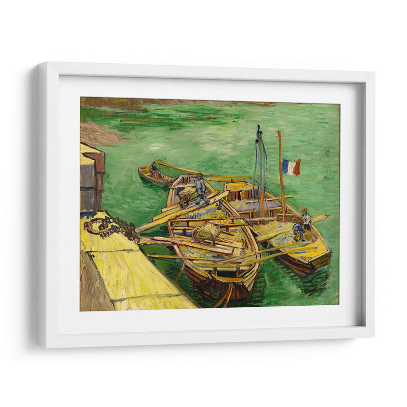 Muelle con hombres descargando barcazas de arena - Vincent Van Gogh | Cuadro decorativo de Canvas Lab
