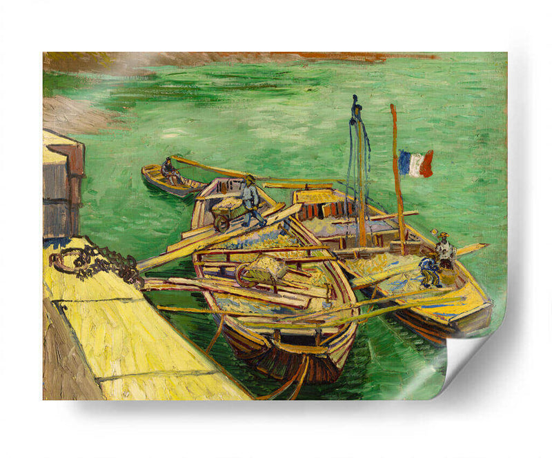 Muelle con hombres descargando barcazas de arena - Vincent Van Gogh | Cuadro decorativo de Canvas Lab