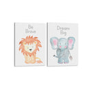 Safari - León y Elefante - Set de 2 - Cuadro decorativo | Canvas Lab